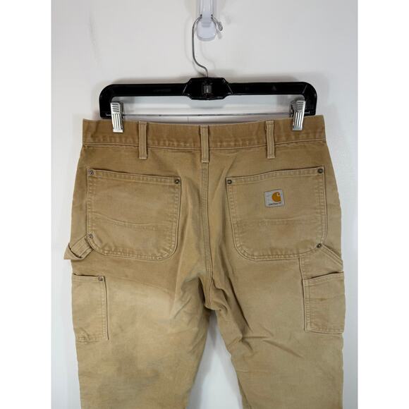 Vintage USA Made Carhartt Double Knee Carpenter Pants Tan Fits 30x32 No Button - Picture 13 of 14